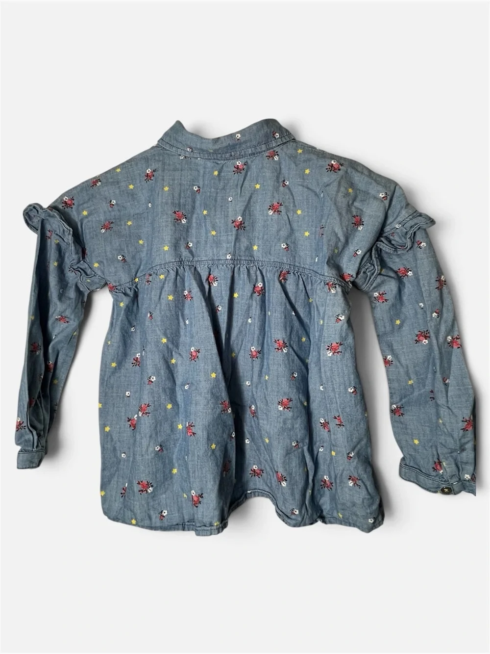 GAP Blue Floral Chambray Button Jacket